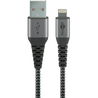 Kabel Goobay Lightning auf USB-A 2 m Schwarz Grau