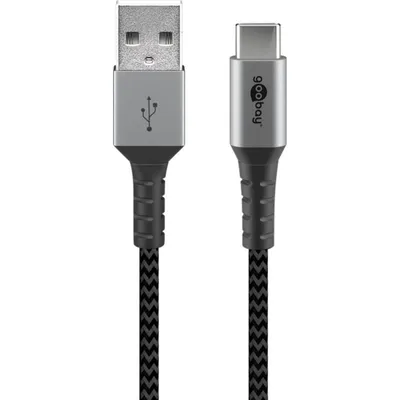 USB-Kabel Goobay 2 m USB-C an USB-A USB 2.0 Schwarz Grau
