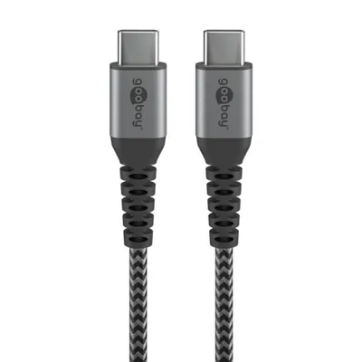 Kabel Goobay 49302 USB-C 1 m Textil geflochten Schnellladung grau silber