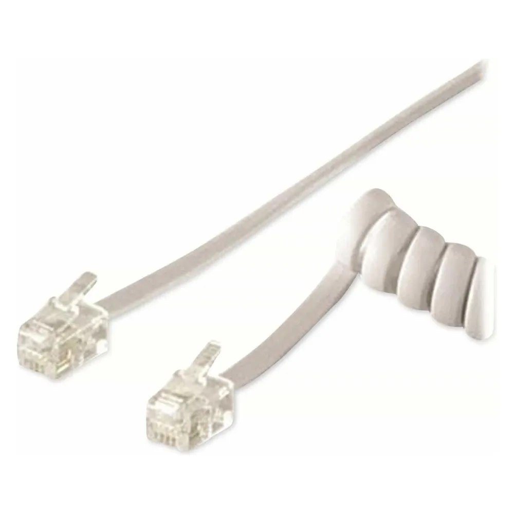 Goobay 4-adriges RJ10-Spiral-Telefonkabel 2 m Weiß