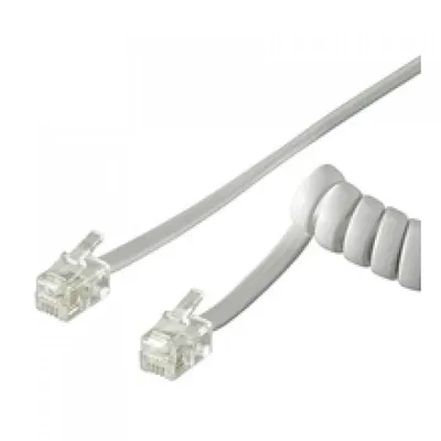 Goobay 4-adriges RJ10-Spiral-Telefonkabel 2 m Weiß
