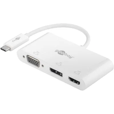 Grafikadapter USB Goobay 52412 USB-C nach HDMI DisplayPort VGA weiß kompakt