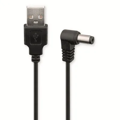 Goobay Abgewinkeltes USB-auf-DC-Stromkabel 2,5 x 5,5 mm, 1 m, Schwarz