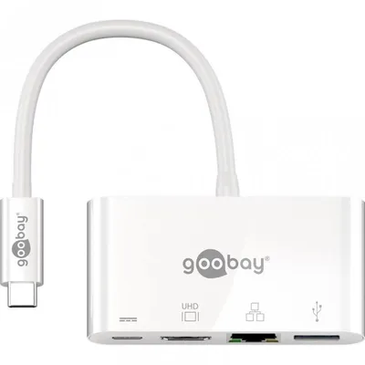 Goobay 62105 laptop-dockingstation & portreplikator Kabelgebunden USB 3.2 Gen 1 (3.1 Gen 1) Type-C Weiß