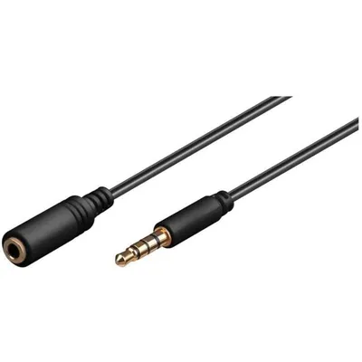 Goobay Klinken-Verlängerungskabel, 3,5 mm, 4-polig, Stecker/Buchse, 1 m, Schwarz