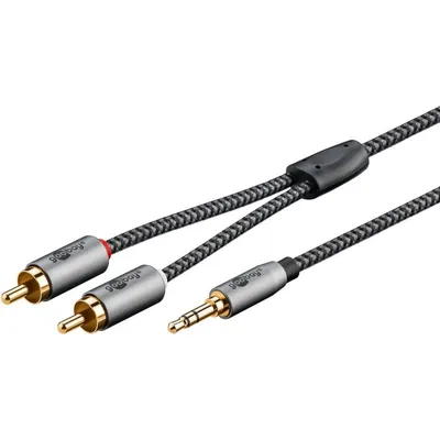 Audioadapterkabel Goobay 65288 3,5mm Stecker zu 2x RCA Stecker 2 m schwarz/silber