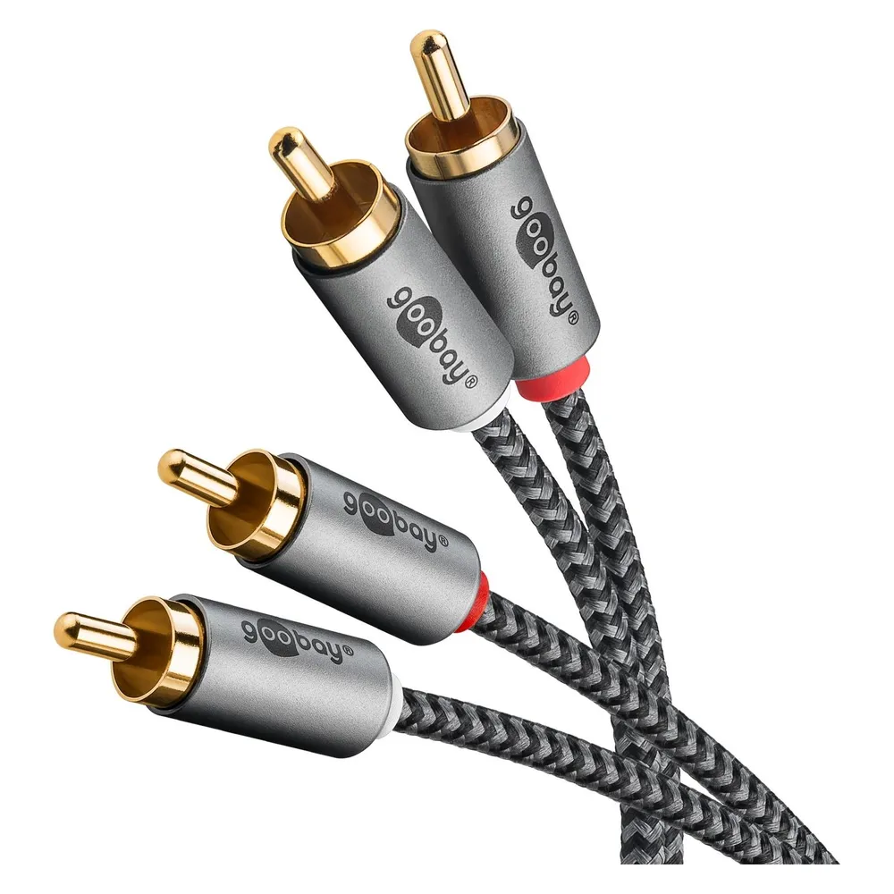Goobay Stereo-Cinchkabel, 3 m, Sharkskin Grey