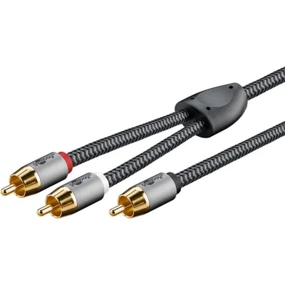 Kabel RCA Y Goobay 5 m Schwarz/Silber Vergoldete Anschlüsse