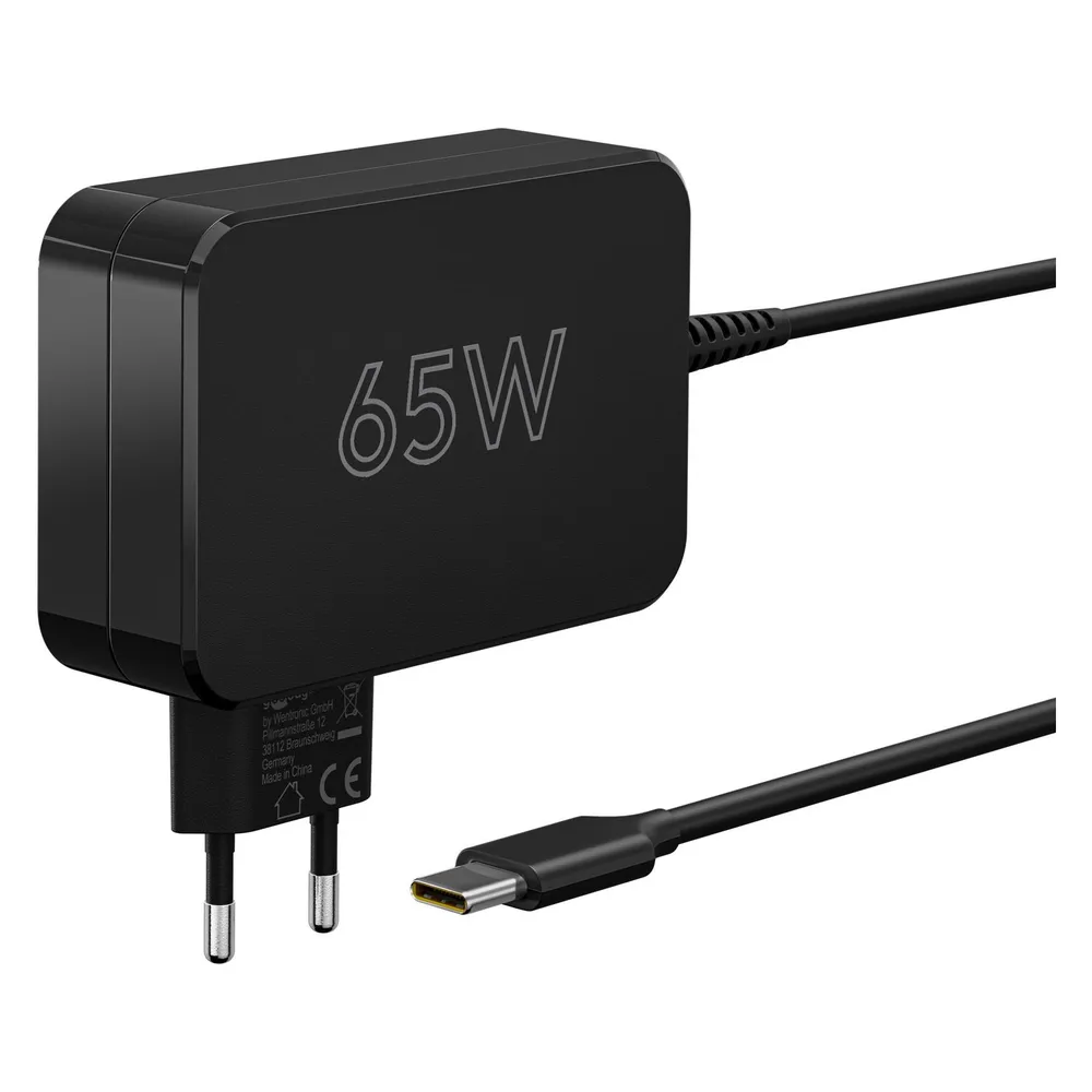 Notebook-Ladegerät Goobay 65420 65W Power Delivery USB-C Schnellladung Schwarz