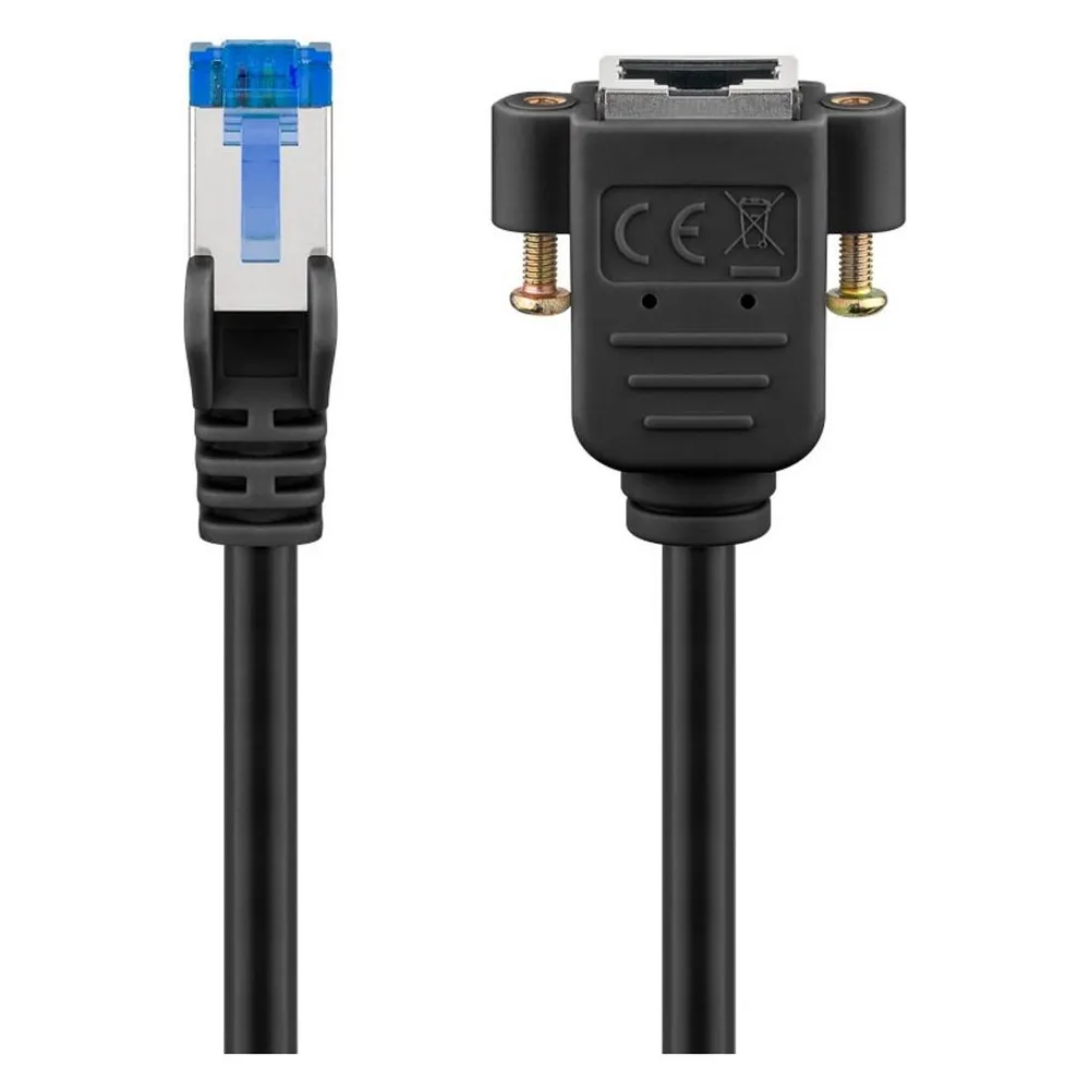 Goobay CAT 6A Verlängerungskabel, S/FTP PiMF, schwarz (PiMF, S/FTP, CAT6a, 3 m)