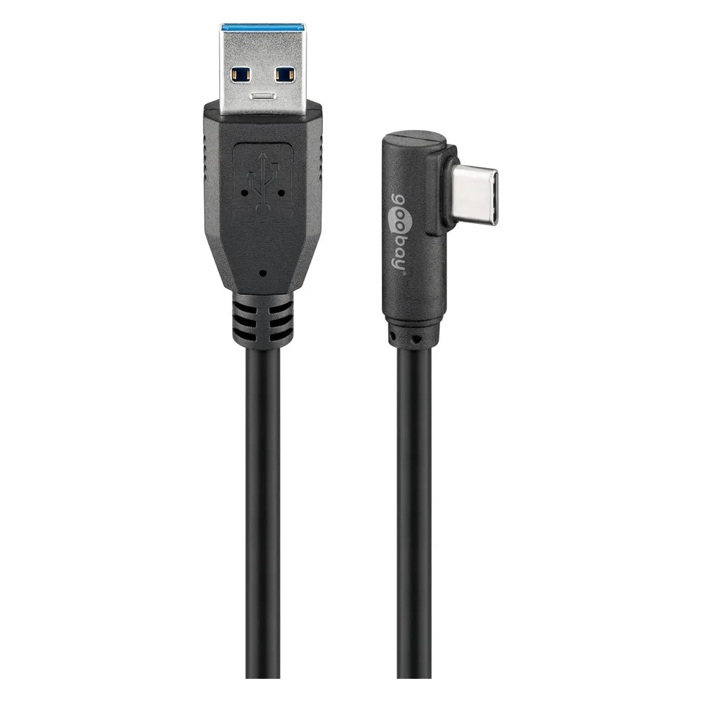 Goobay Winkelkabel USB-C auf USB 3.0 Stecker/Stecker 2 m Schwarz