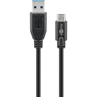 USB-Kabel Goobay 67890 1 m USB A auf USB C 5 Gbit/s Schwarz
