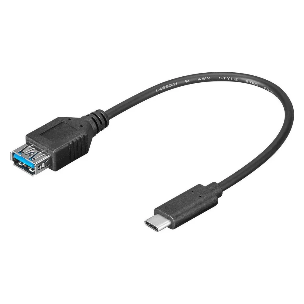 Goobay USB-C-auf-USB-3.0-Stecker/Buchse-Kabel, 20 cm, Schwarz