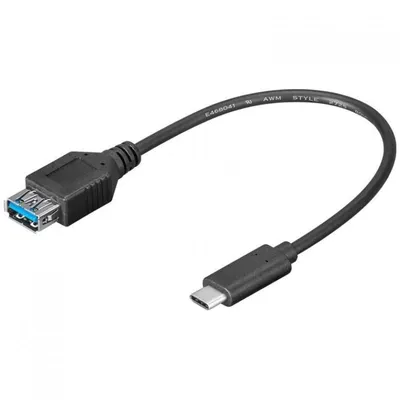 Goobay USB-C-auf-USB-3.0-Stecker/Buchse-Kabel, 20 cm, Schwarz