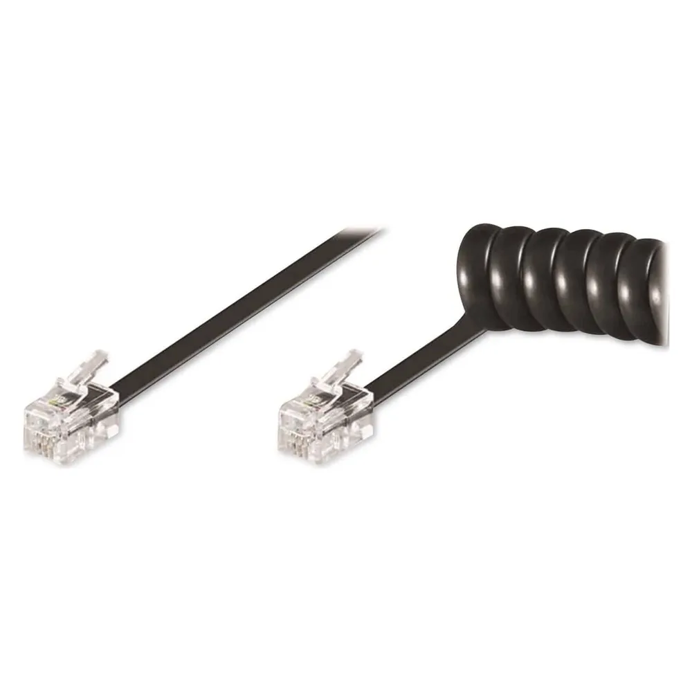 Goobay 4-adriges RJ10 Spiral-Telefonkabel 4m schwarz