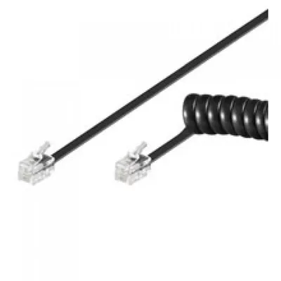Goobay 4-adriges Spiral-Telefonkabel RJ10 7 m Schwarz