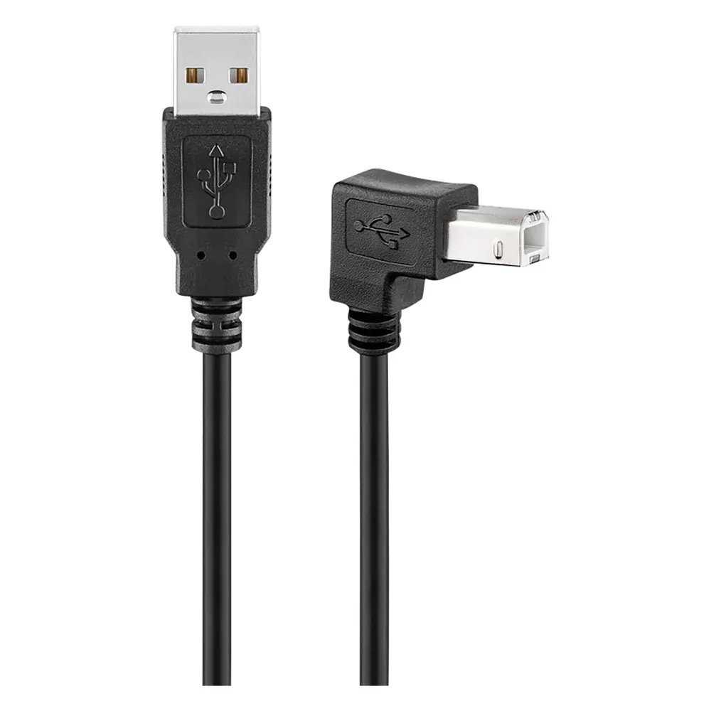 Kabel Goobay USB-A auf USB-B Stecker Stecker 3m Schwarz Abgewinkelt