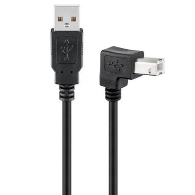 Kabel Goobay USB-A auf USB-B Stecker Stecker 3m Schwarz Abgewinkelt