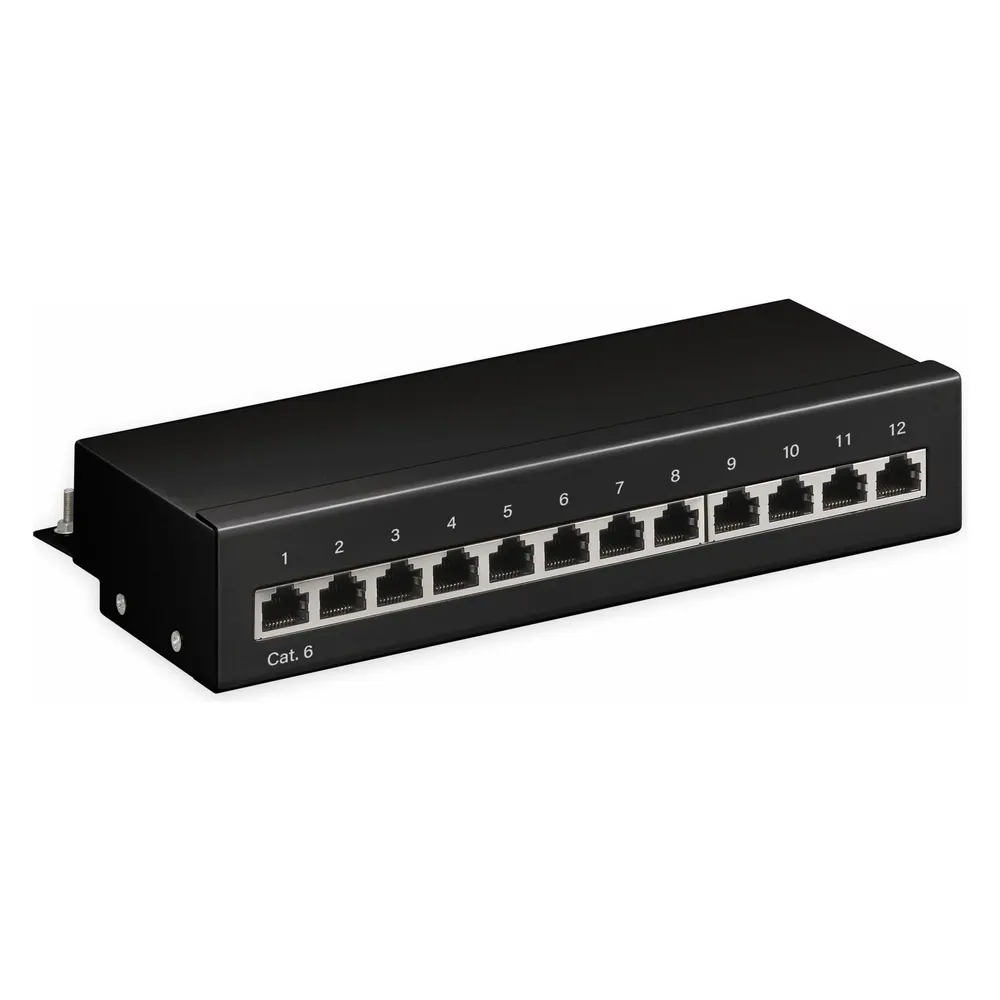 Patchpanel Goobay 69307 12 Ports Cat6 S UTP STP Metall Schwarz 1U