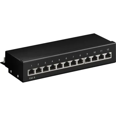 Patchpanel Goobay 69307 12 Ports Cat6 S UTP STP Metall Schwarz 1U