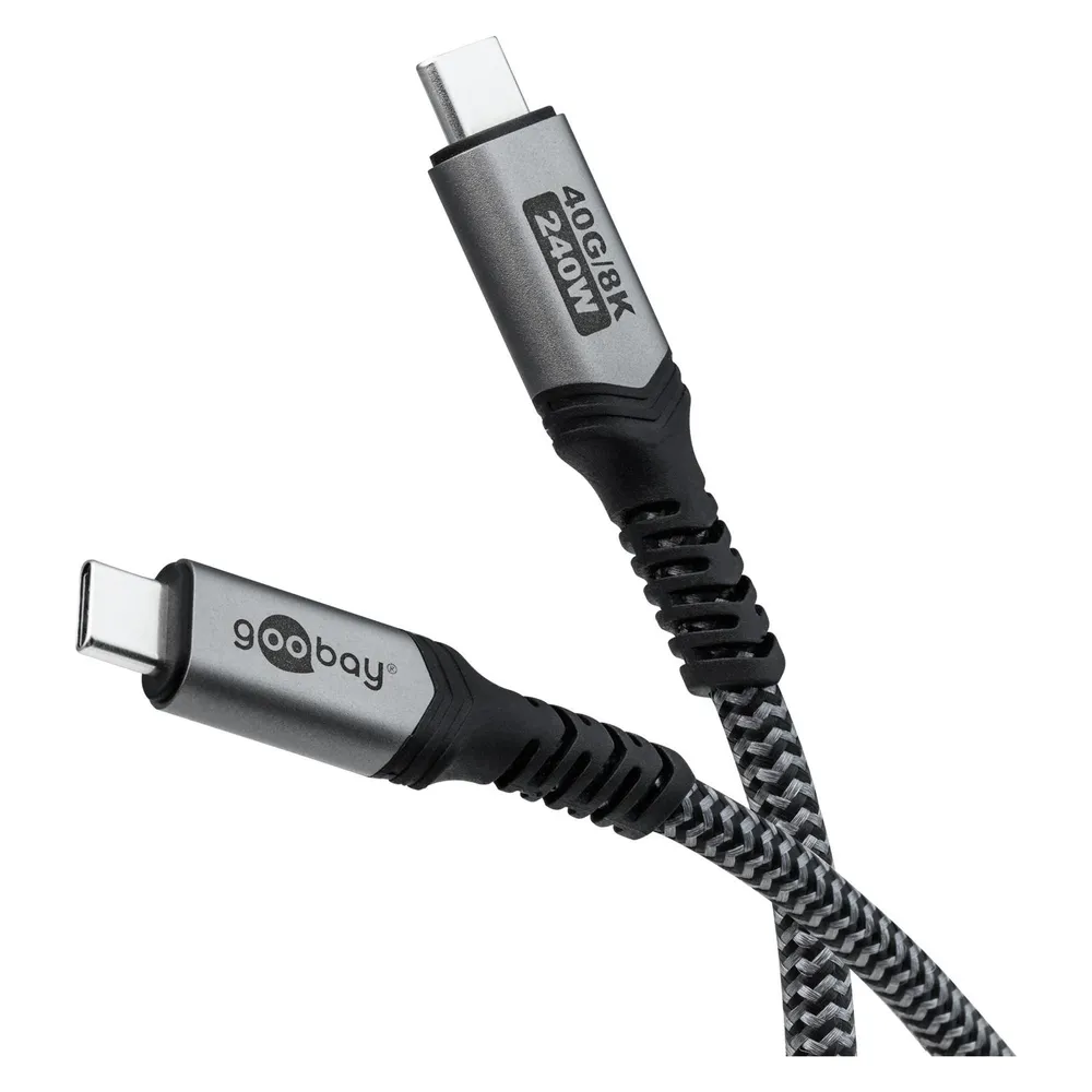 USB-C Kabel Goobay 74211 1 m 40 Gbit/s Power Delivery 240W Schwarz Grau
