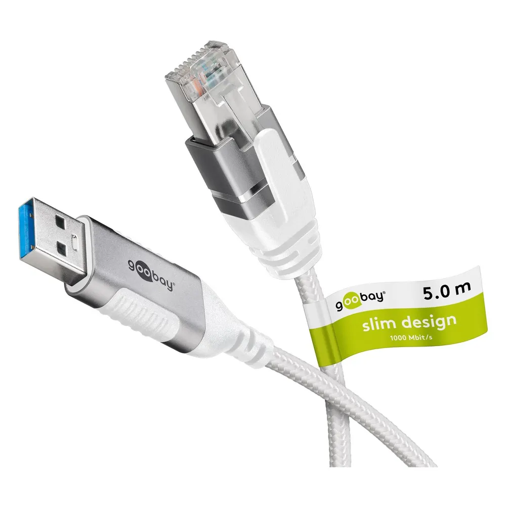 Ethernet-Adapterkabel USB 3.0 auf RJ45 Goobay 74381 5 m Weiß