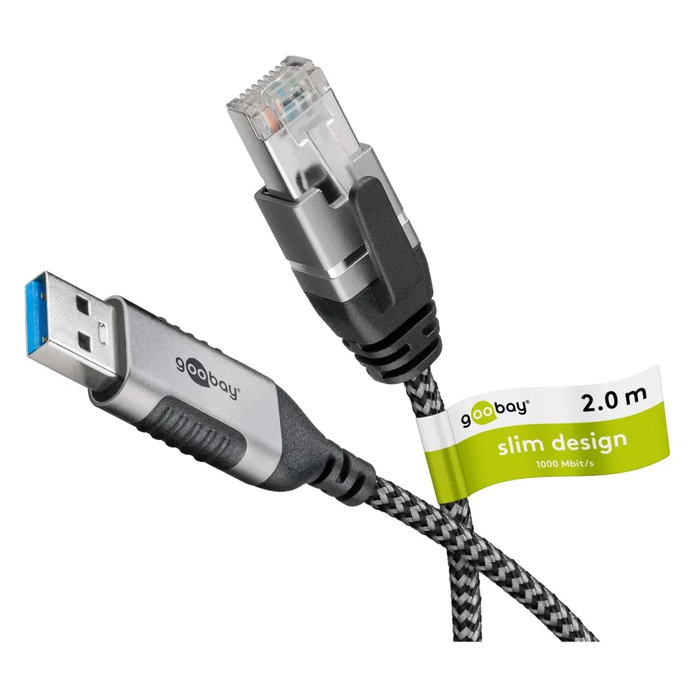 Ethernet-Adapter USB 3.0 Goobay 74395 2 m Schwarz/Silber