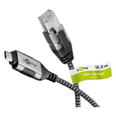 Kabeladapter Ethernet USB-C 3.1 auf RJ45 Goobay 74408 15 m Schwarz/Silber