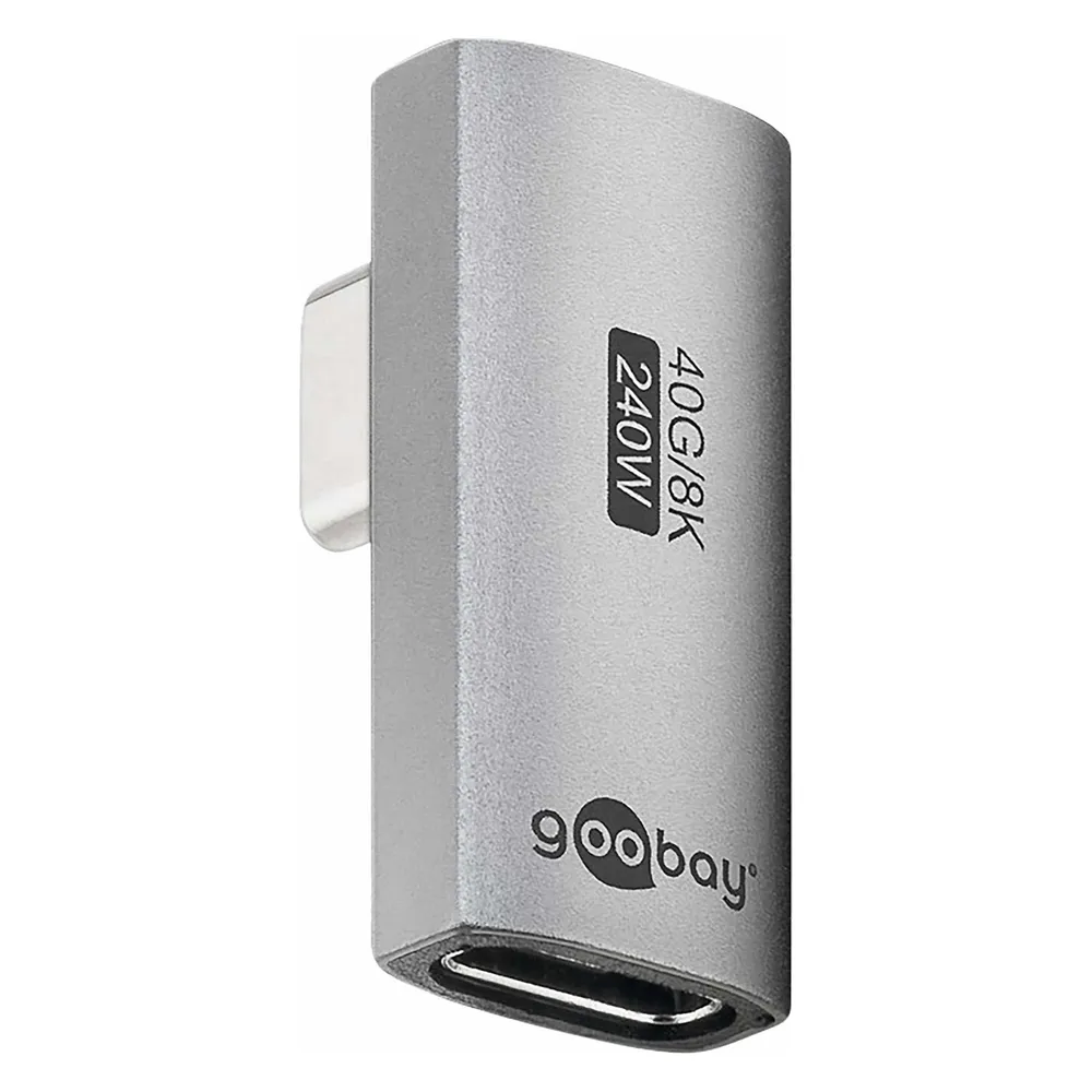 Adapter Goobay 74443 USB-C zu USB-C 90 Grad, 40 Gbit/s, 240 W, Silber