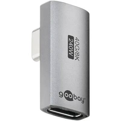 Adapter Goobay 74443 USB-C zu USB-C 90 Grad, 40 Gbit/s, 240 W, Silber