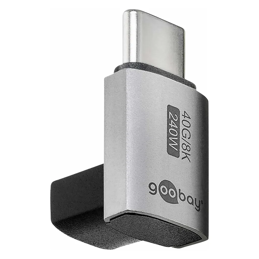 Cambiador USB-C Goobay 74444 240W Aluminium 90 Grad Winkel Silber