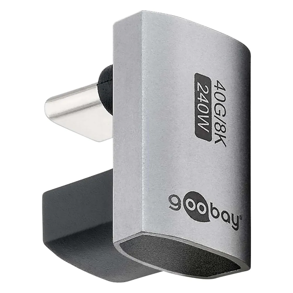 Adapter Goobay 74445 USB-C Male auf USB-C Female 180 Grad U-Form Silber