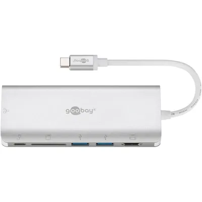 USB-C-Multiport-Dock Goobay 76788 4K HDMI LAN SD Aluminium Silber
