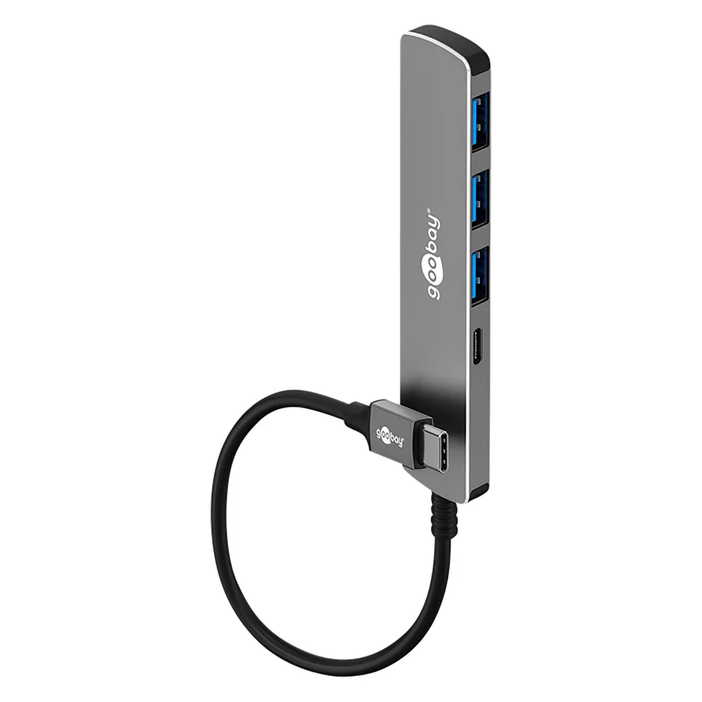 Hub Goobay 4 Ports 5 Gbit/s Modell 79158 USB-C USB-A Aluminium Grau