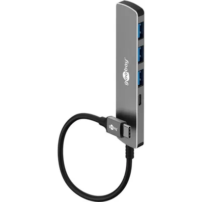 Hub Goobay 4 Ports 5 Gbit/s Modell 79158 USB-C USB-A Aluminium Grau