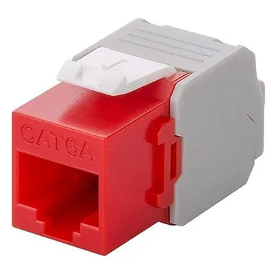 Keystone Konnektor Goobay RJ45 Cat 6A UTP Rot TIA 568A/B Flach