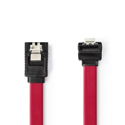 Goobay abgewinkeltes SATA-Kabel mit Ankern 50cm Rot