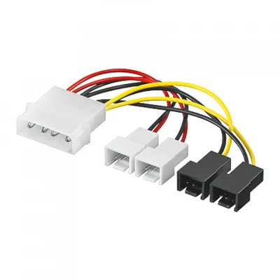 Goobay Internes Stromkabel Molex 4-poliger Stecker auf 4x 2-poliger Stecker, 15 cm, mehrfarbig