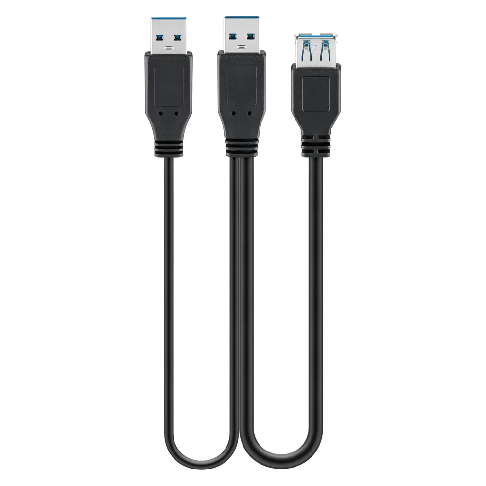 Goobay USB 3.0 Kabel auf 2 x USB Buchse/Stecker 30cm Schwarz