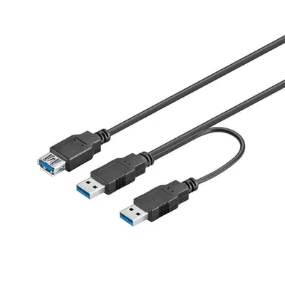 Goobay USB 3.0 Kabel auf 2 x USB Buchse/Stecker 30cm Schwarz
