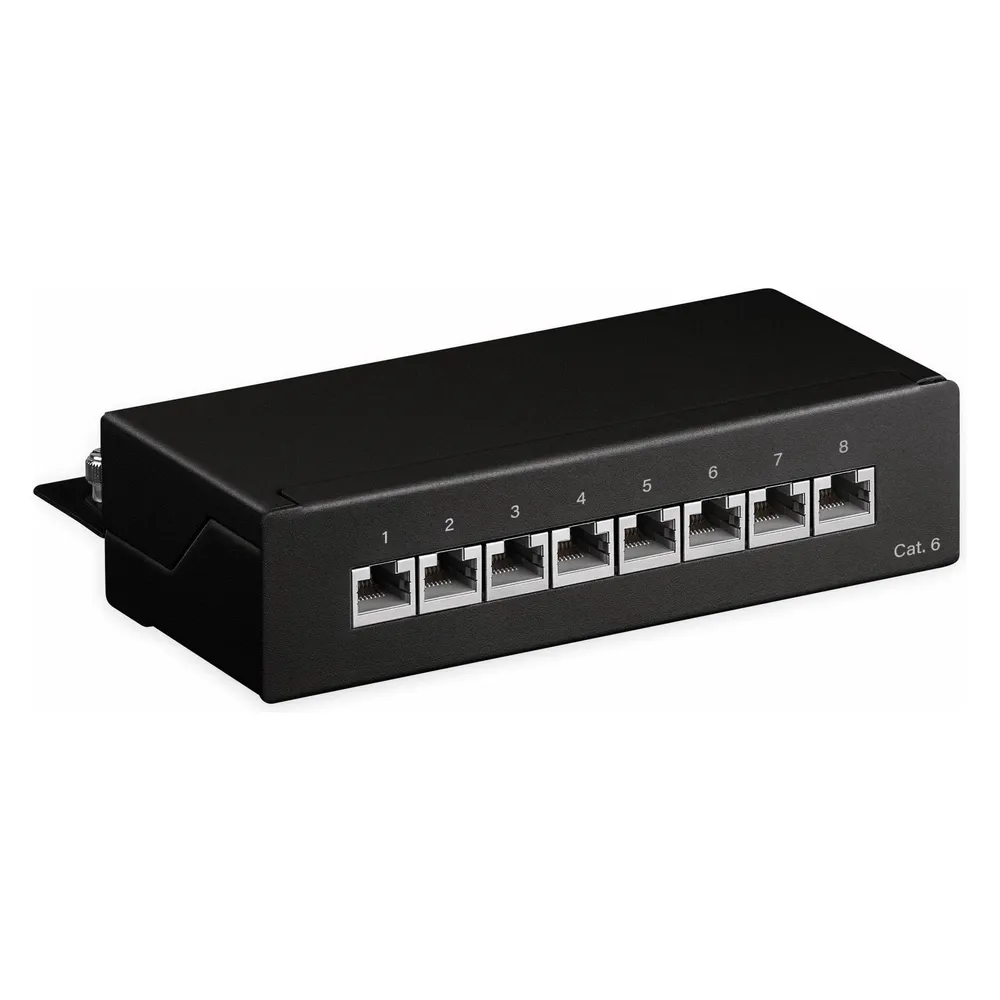 Patchpanel Goobay 96105 8 Ports Cat6 Schwarz Rackmontage 1U