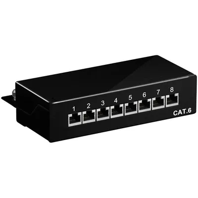 Patchpanel Goobay 96105 8 Ports Cat6 Schwarz Rackmontage 1U