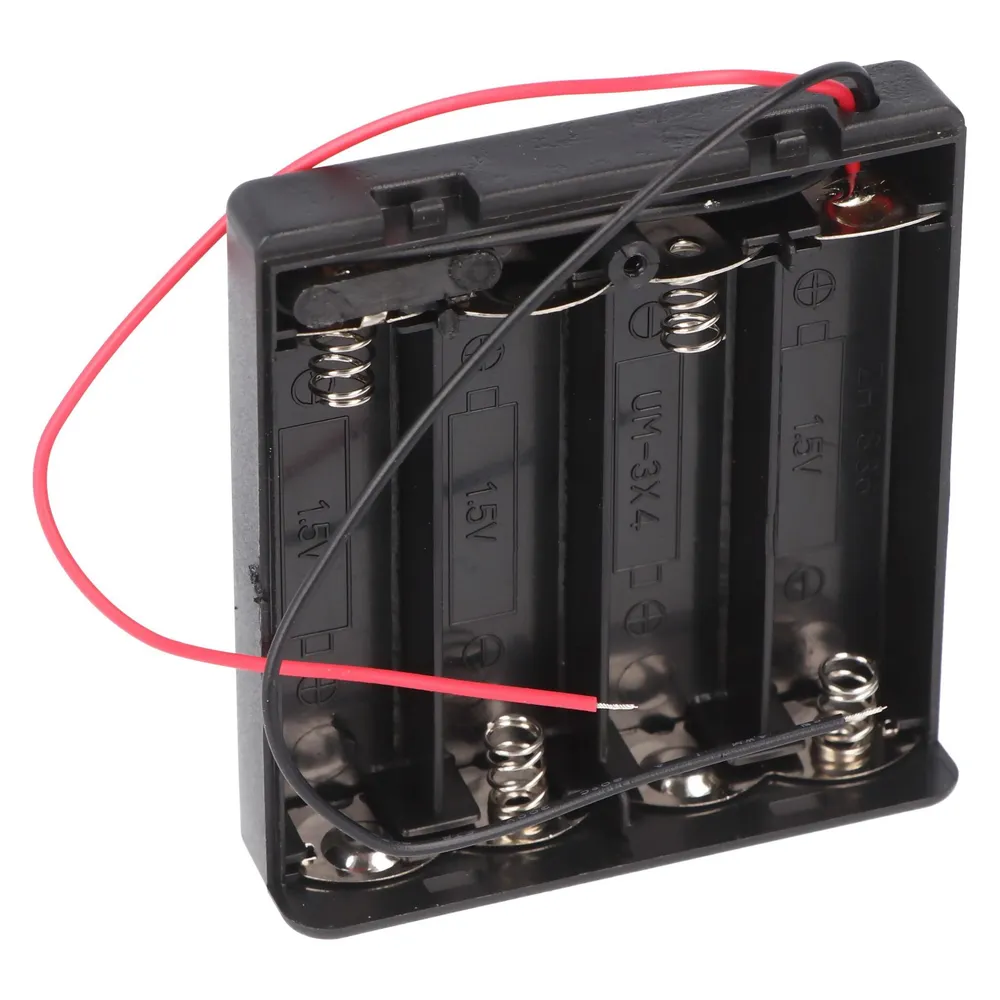 Goobay Batteriehalter für 4x Mignon mit Deckel und Schalter lose Kabelenden