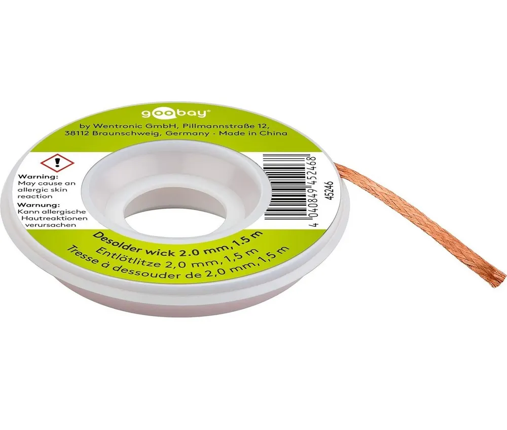 Goobay Goobay 45246 Entlötlitze 2mm reines Kupfer Entlötdraht zur Lötzinn SAT-Kabel