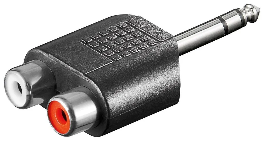 GOOBAY Klinkenadapter, Stecker 6,3 mm stereo / 2x Cinchkupplung, schwarz