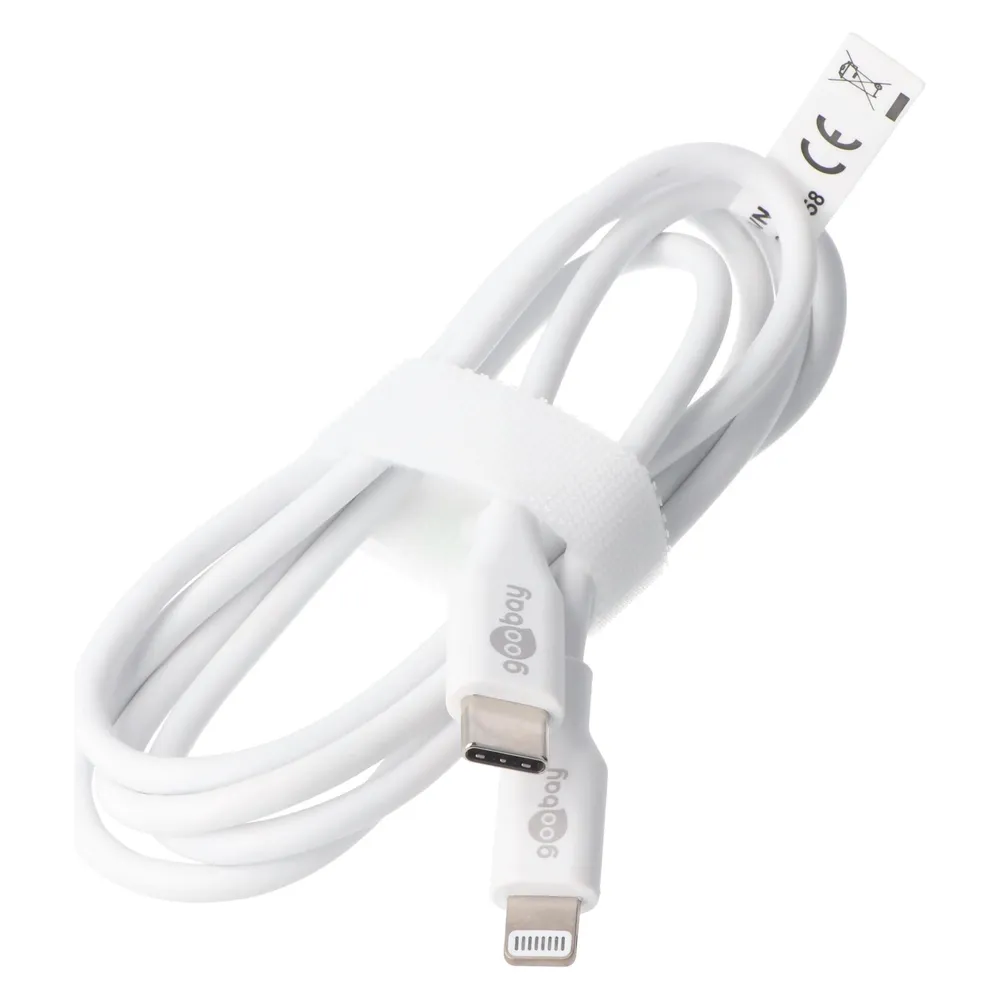 Goobay Lightning USB-C Lade- und Synchronisationskabel, das MFi-Kabel für Apple iPhone, iPad, weiss
