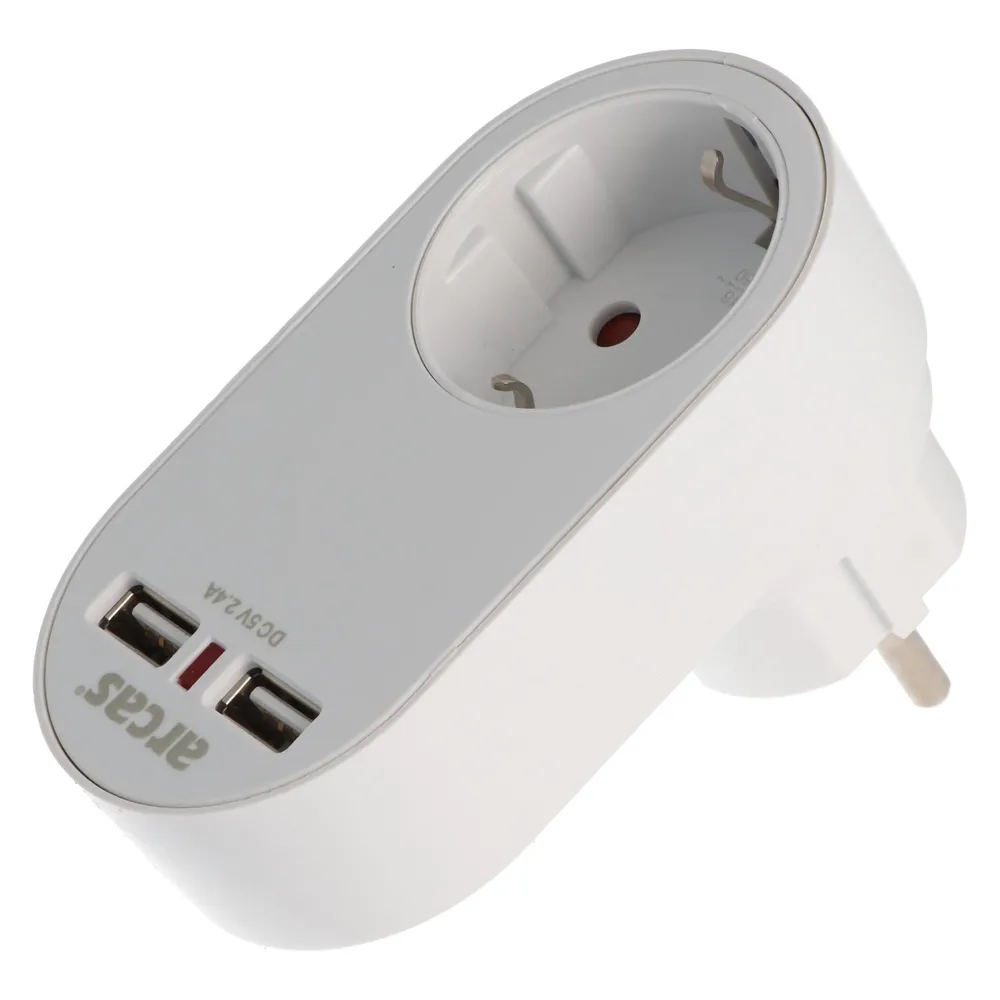 Goobay Steckdose mit 2x USB-Port, 2,0A Schutzkontaktsteckdose 16A
