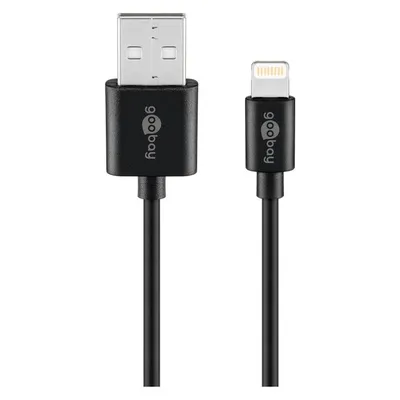 Goobay USB Sync- und Ladekabel für Apple iPhone, Apple iPod und für Geräte mit Lightning Connector, schwarz