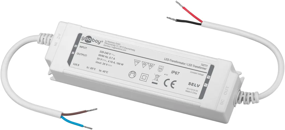 GOOBAY Wetterfester LED-Trafo 24V DC, 100W, 4.16 A, IP67