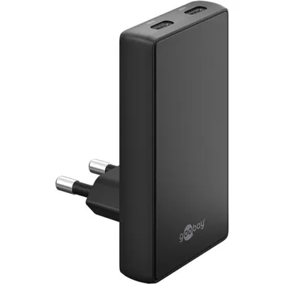 Ladegerät Goobay 75725 65W 2 USB-C Ports Power Delivery Schwarz